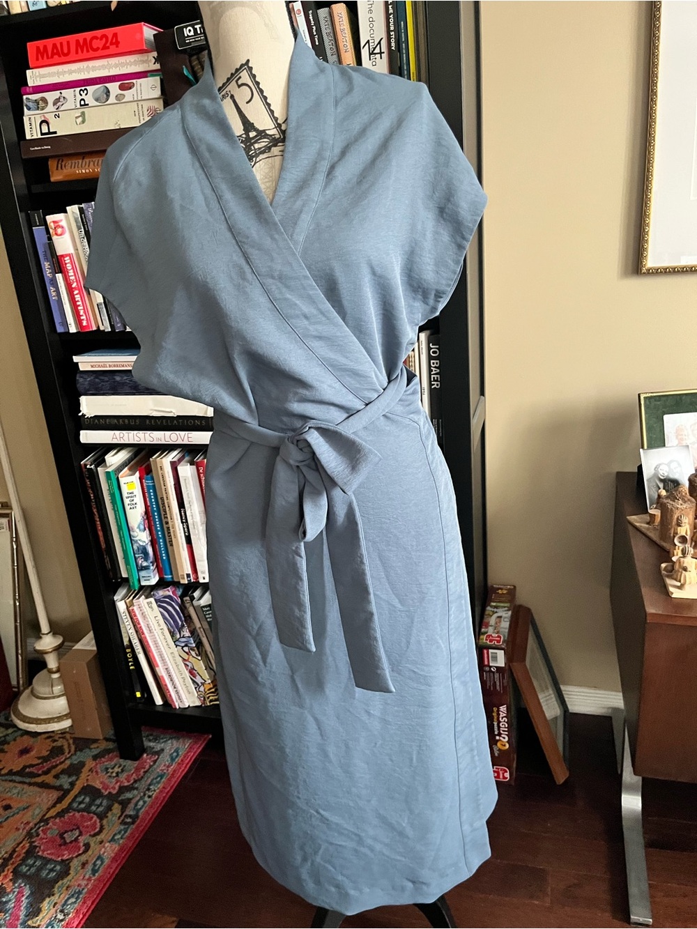 Simons Icone Wrap Dress in Muted Blue XL